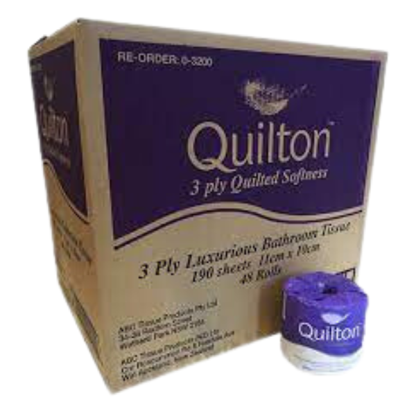 3Ply Luxurious 190 Sheet Quilton Individually Wrapped Toilet Paper Rolls