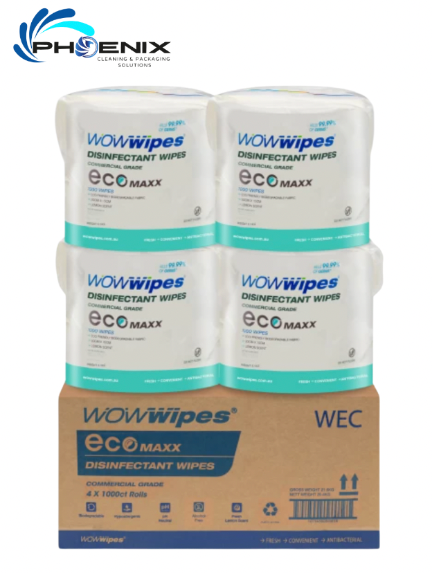 4 x 1000 Antibacterial ECO-MAXX WOW Wipes