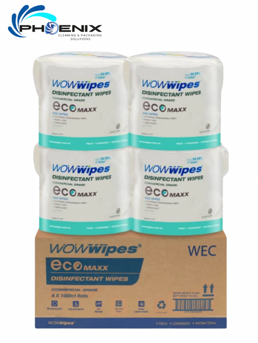4 x 1000 Antibacterial ECO-MAXX WOW Wipes