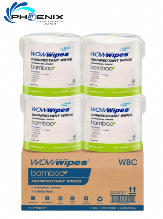 4 X 800 Disinfectant Bamboo WOW Wipes