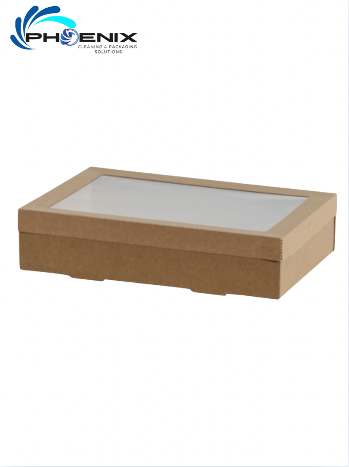 Medium Kraft Catering Tray with Window Lid
